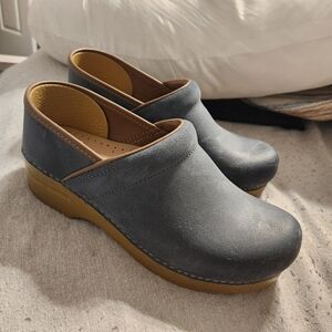 Dansko Blue Leather Clogs